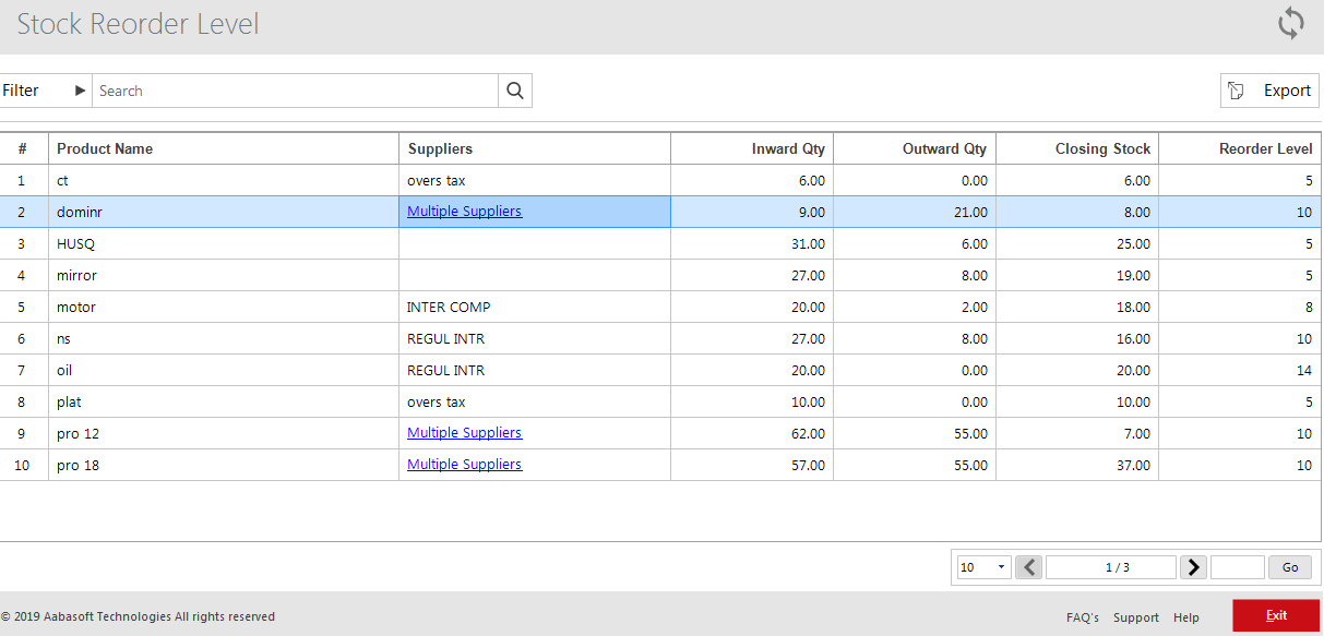 Stock Reorder