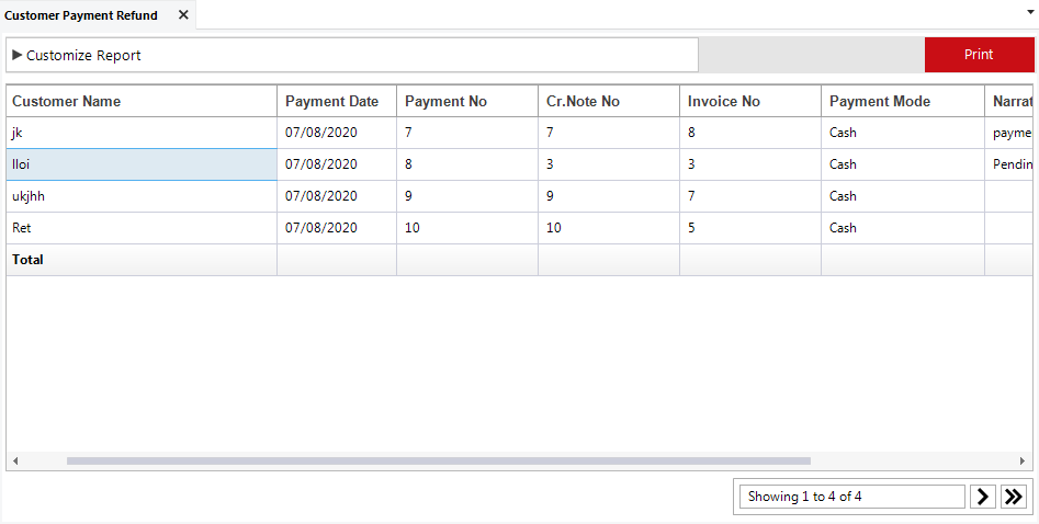 Customer Payment Refund