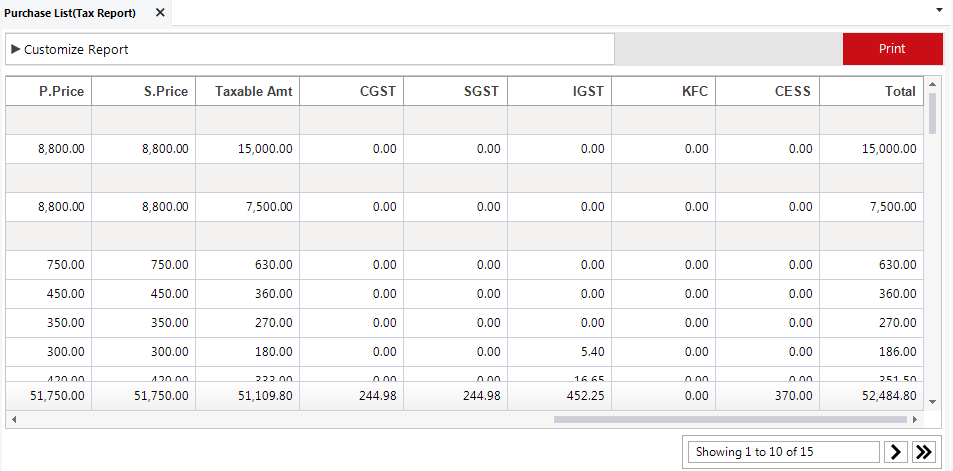 Purchase List (Report)