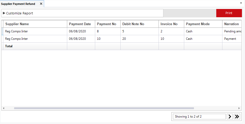 Supplier Payment Refund