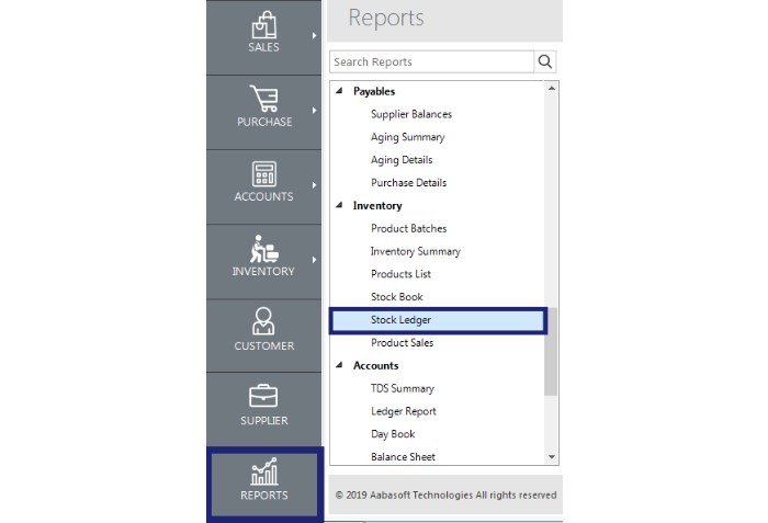 Stock Ledger Report |GST Ready Accounting Software India | Accoxi