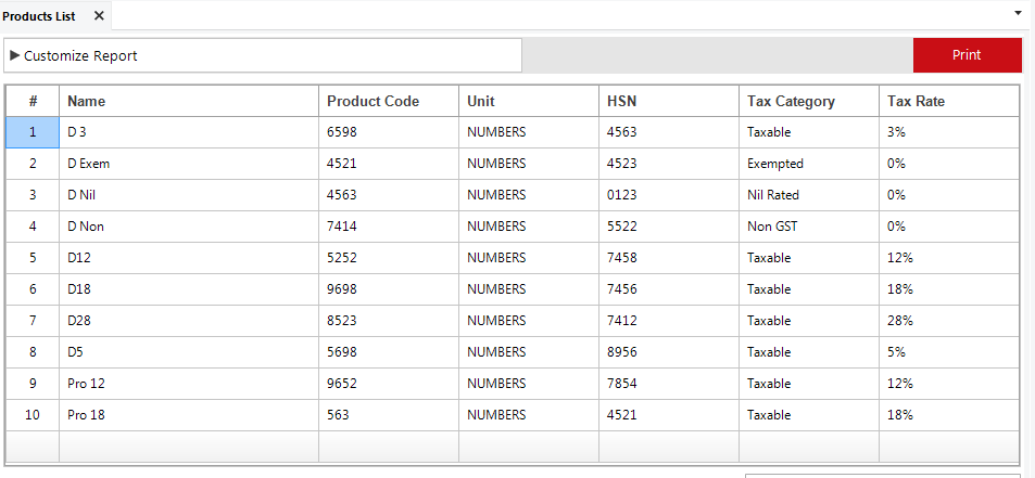 Product List