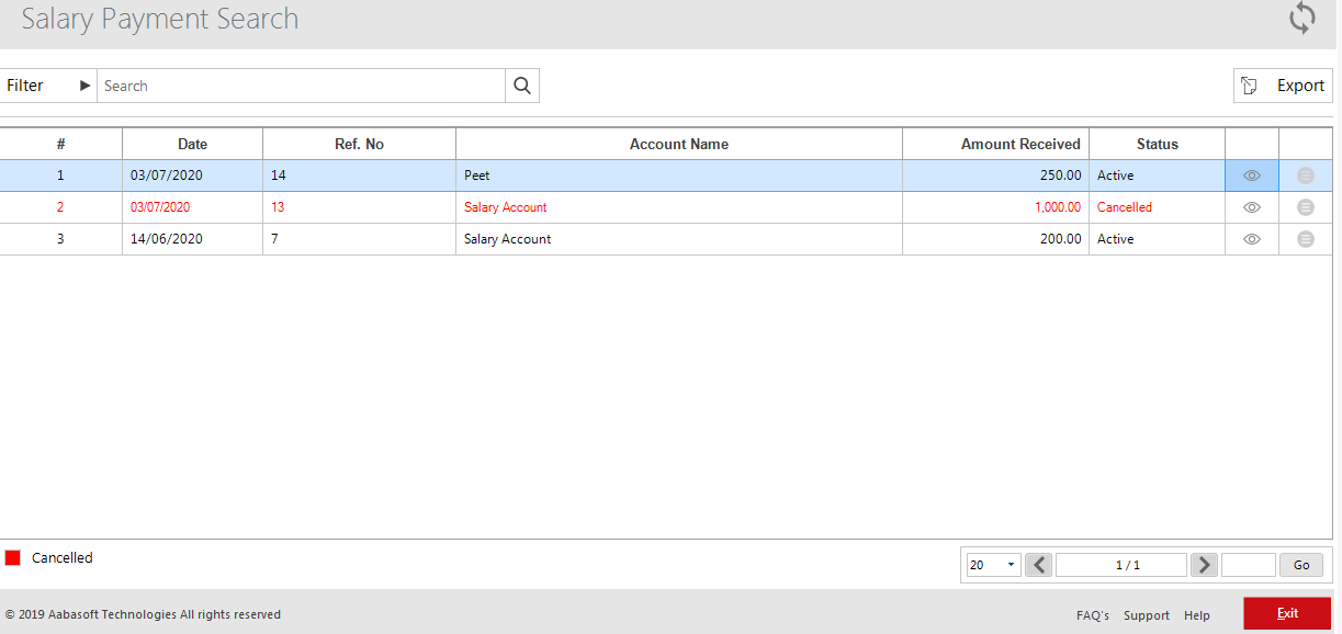 Salary Payment Search
