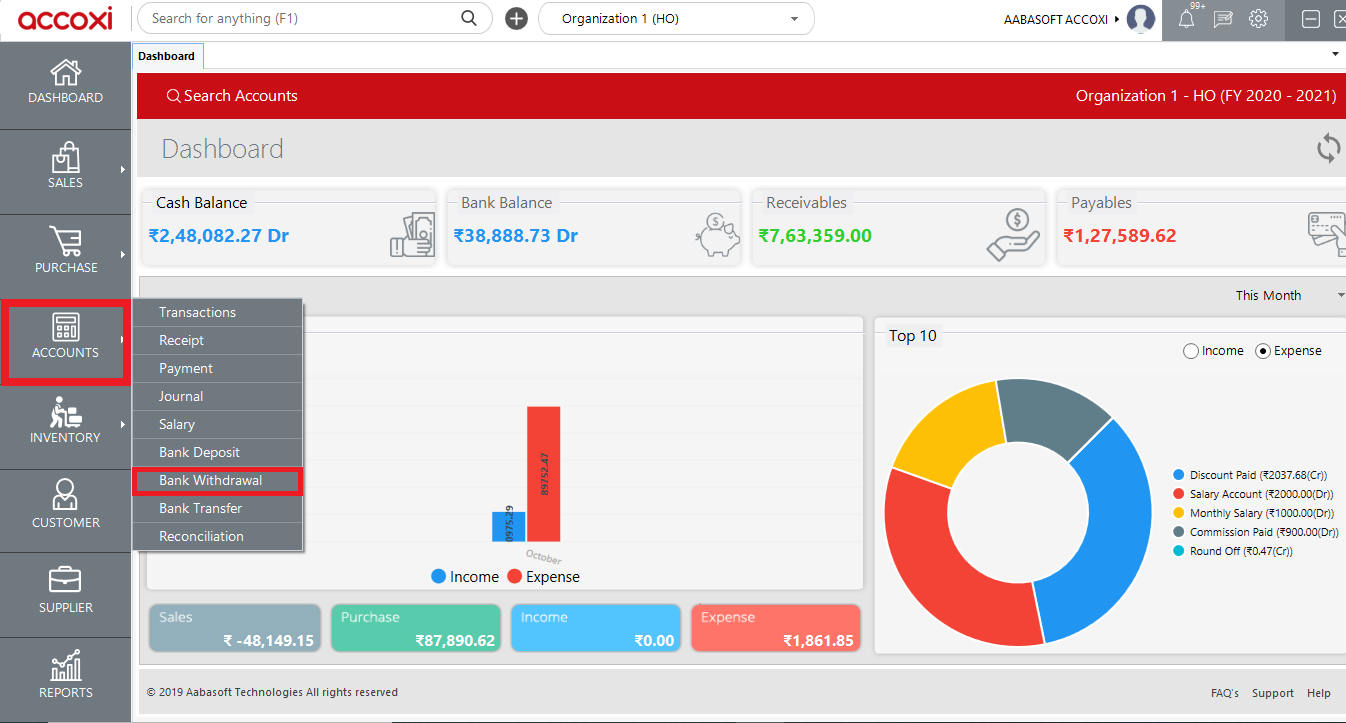 How To Record Bank Withdrawal Accounting Software Online Accoxi