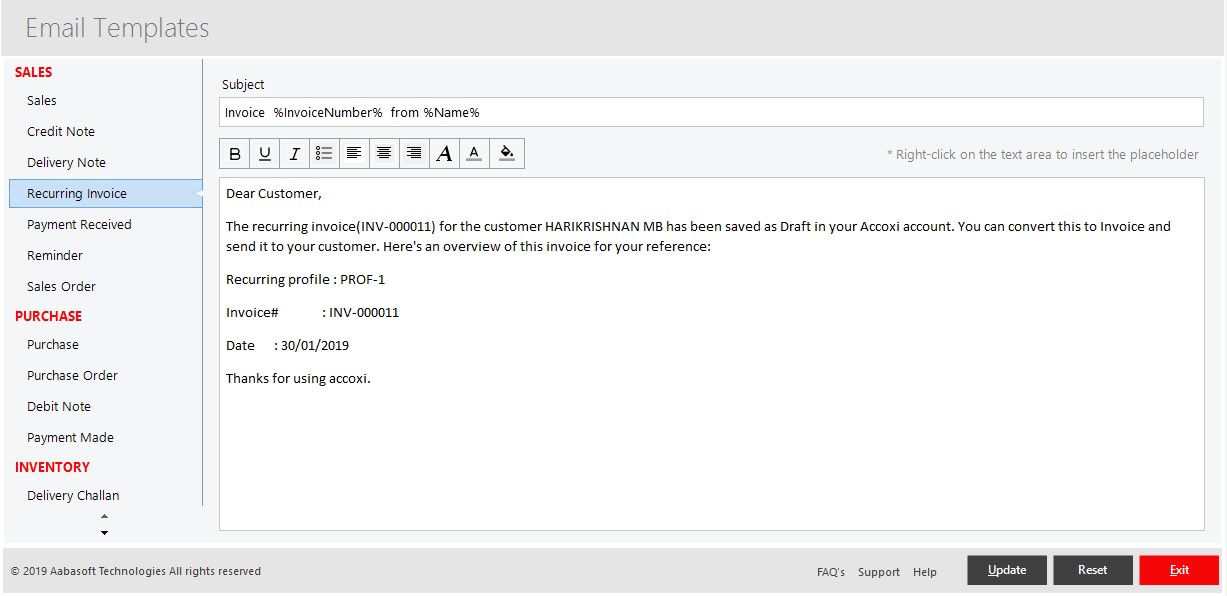 Recurring Email