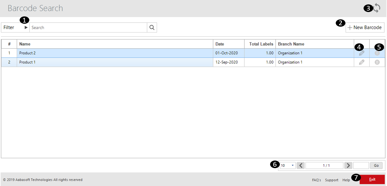 Options Available In Barcode Search