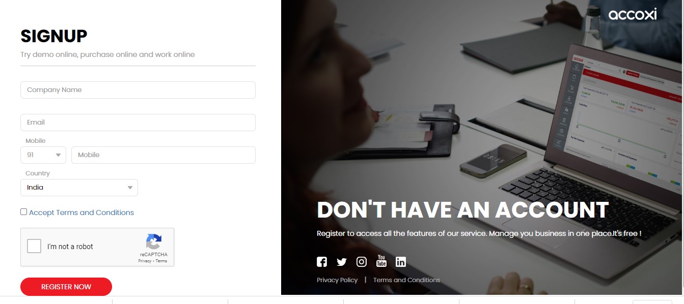 How to Sign up in Accoxi