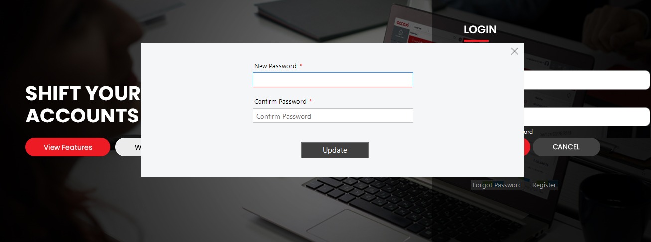 How to setup new password in Accoxi