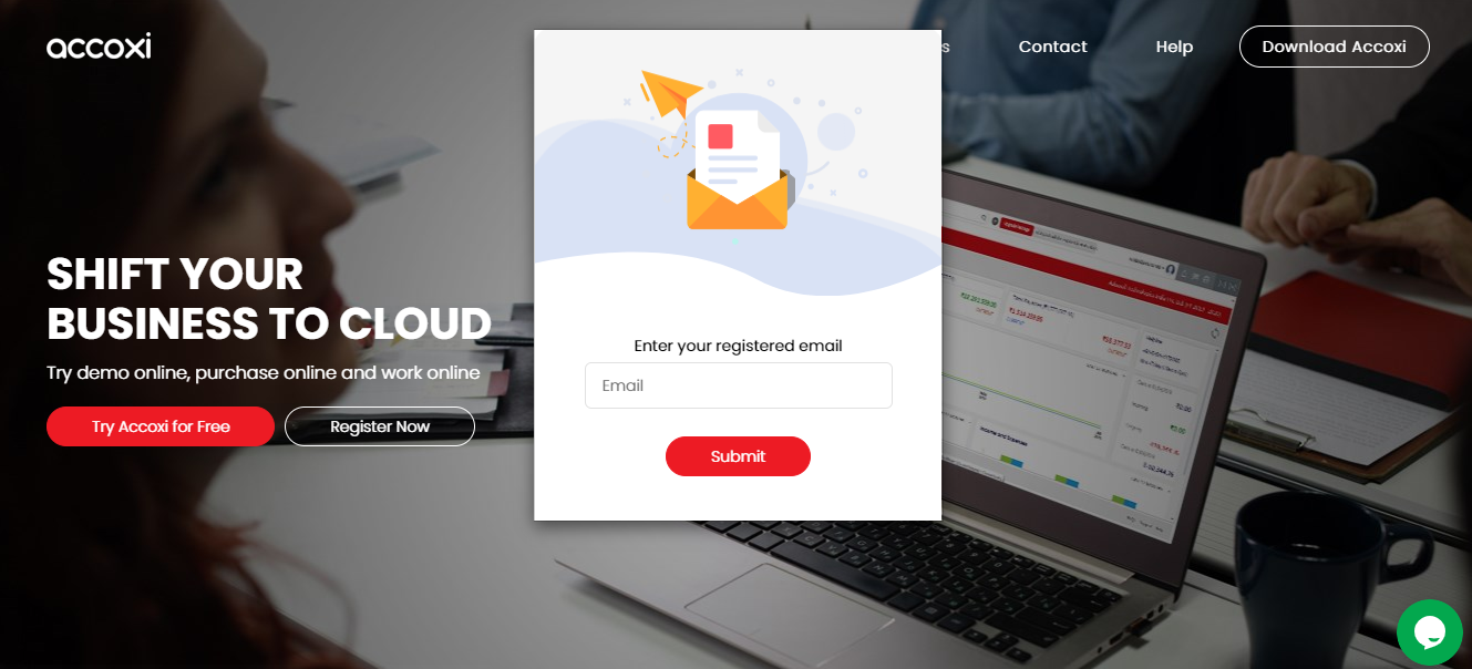 Enter Registered Email in Accoxi