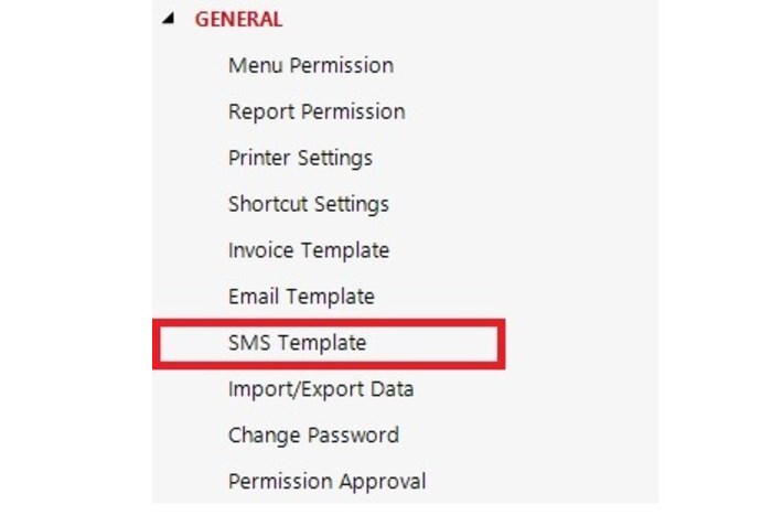 Sms Template in Accoxi - Navigation