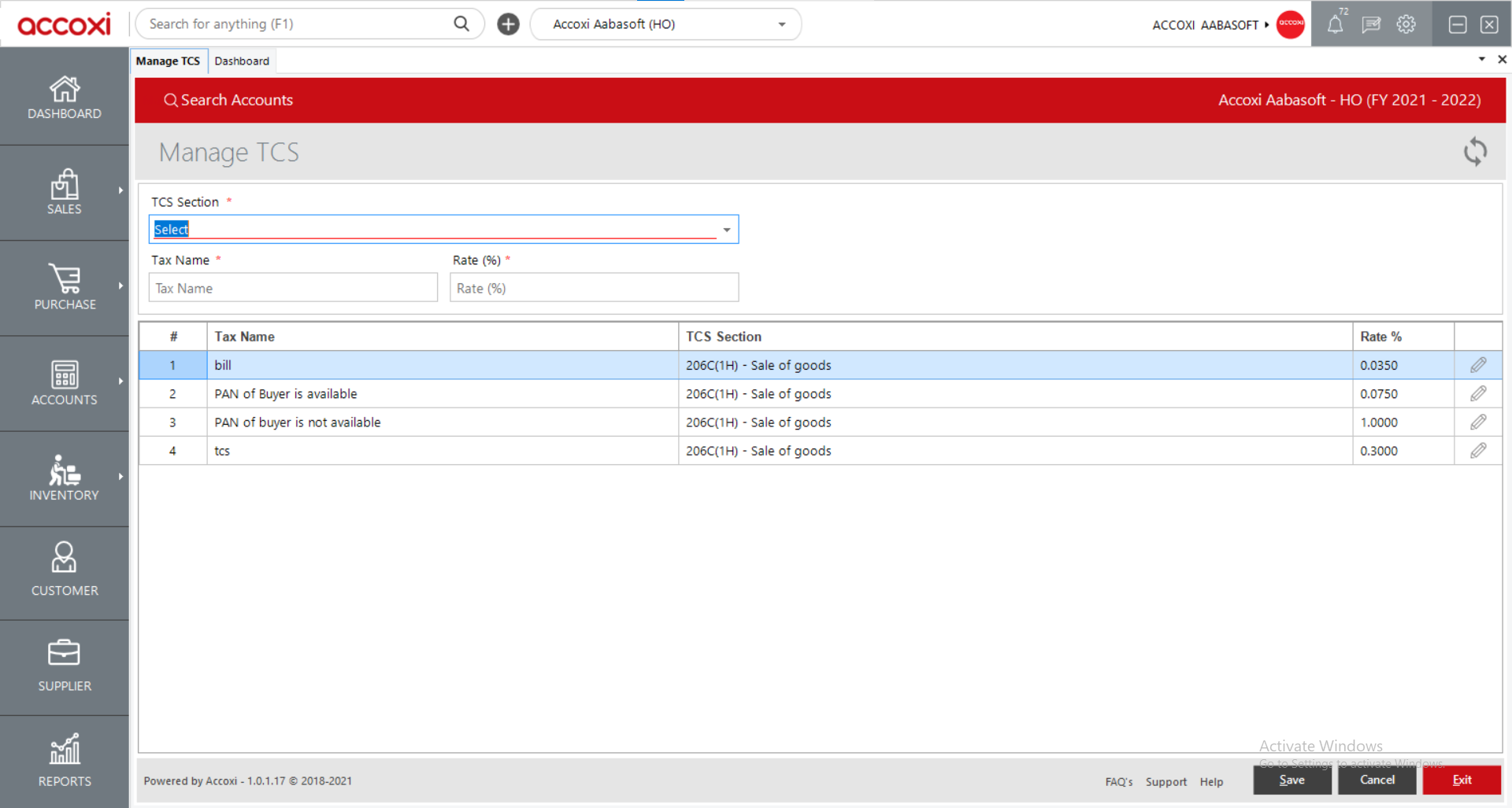 Steps To Add New TCS