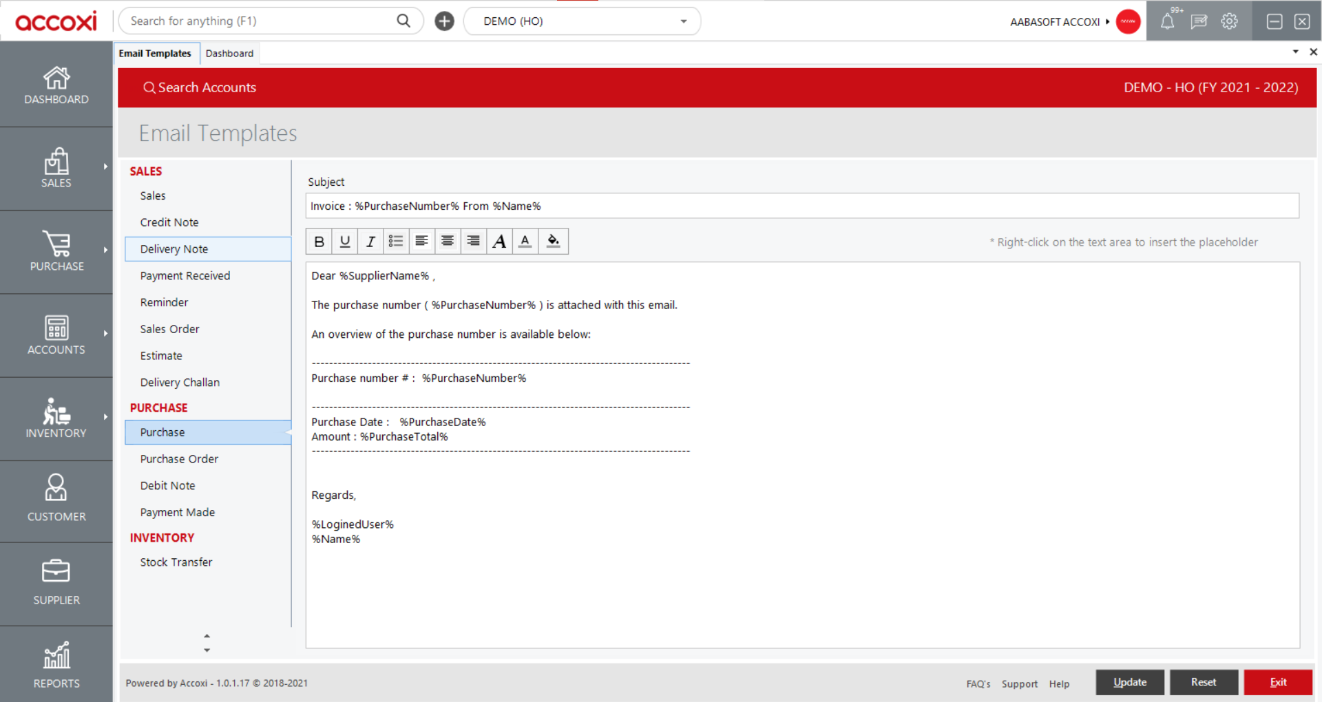 Purchase Email Template