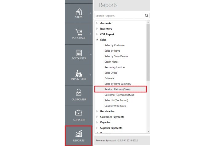 Product Returns (Sales) Report