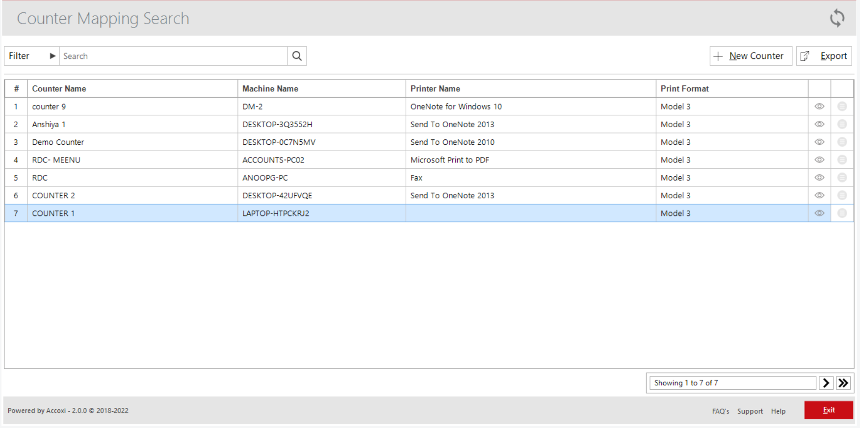 Counter Mapping Search Page