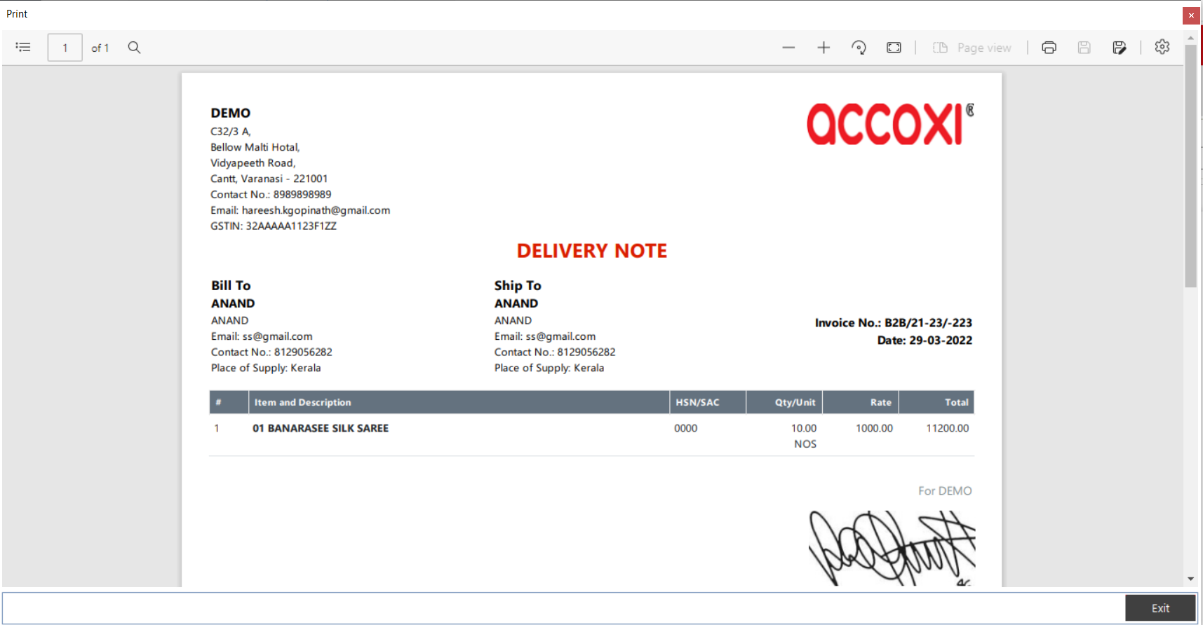 Sales Invoice Delivery Note