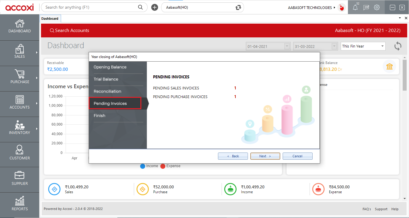 Settings Pending Invoices