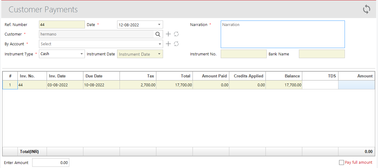 Sales Customer Payments