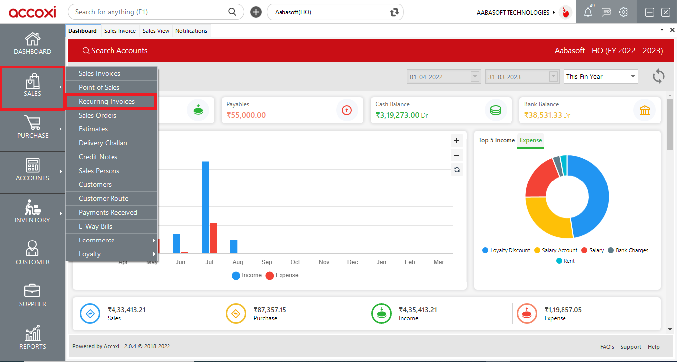 Salesrec Dashboard