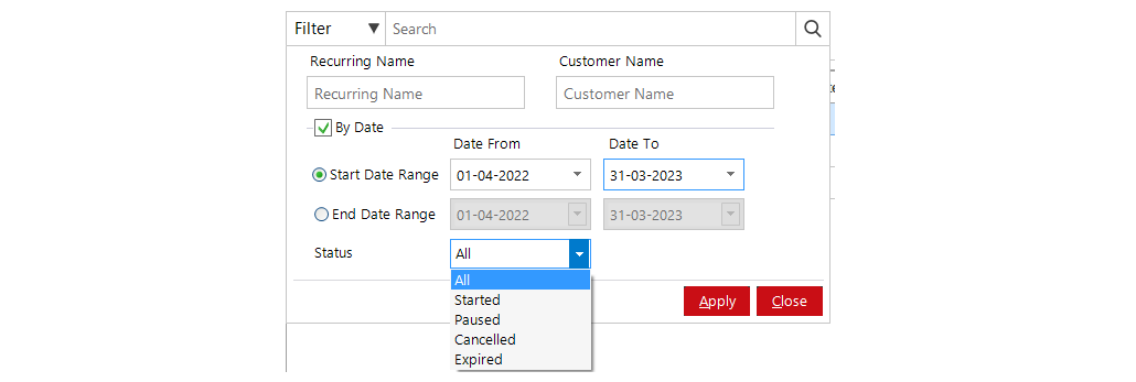 Salesrec Filter