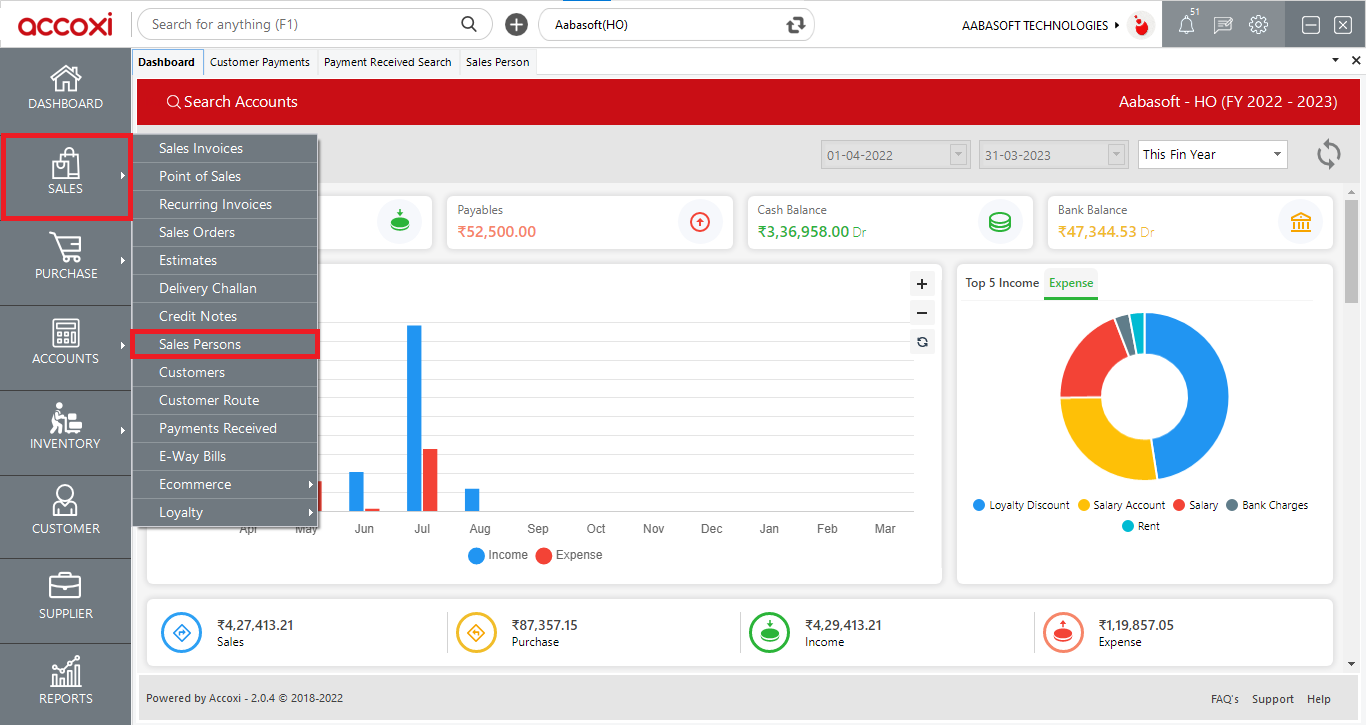 Salesper Dashboard