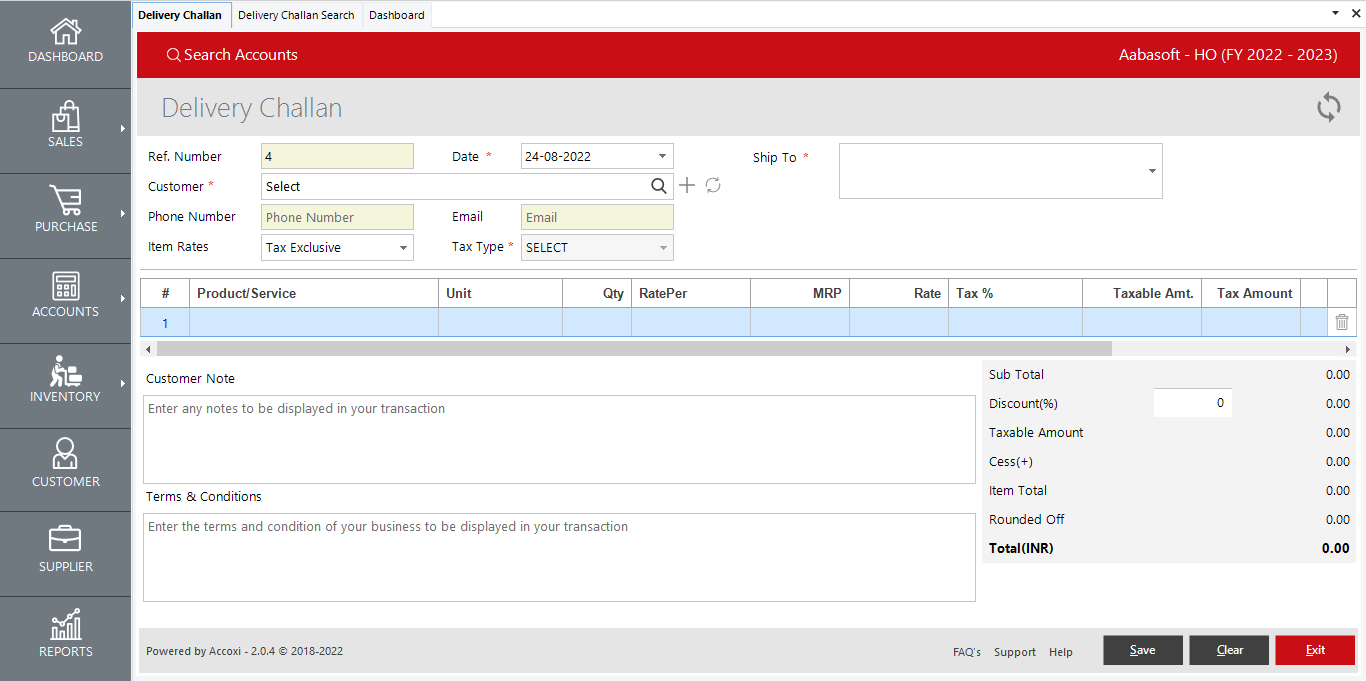 Sales Delivery Challan Creation