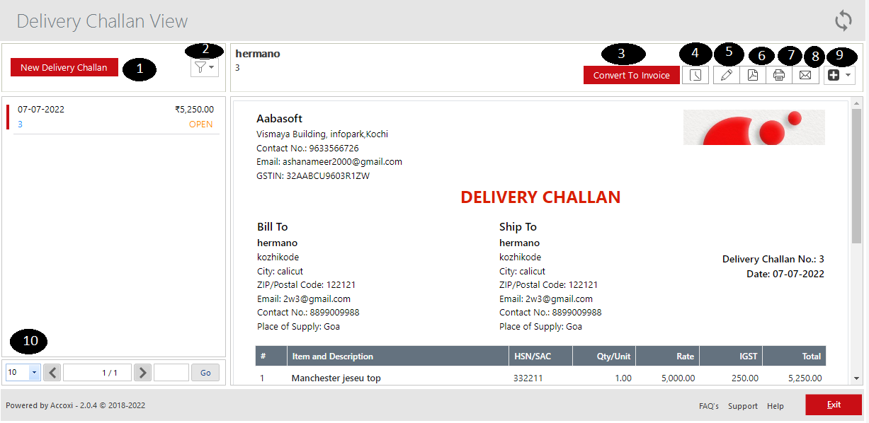Sales Delivery Challan View