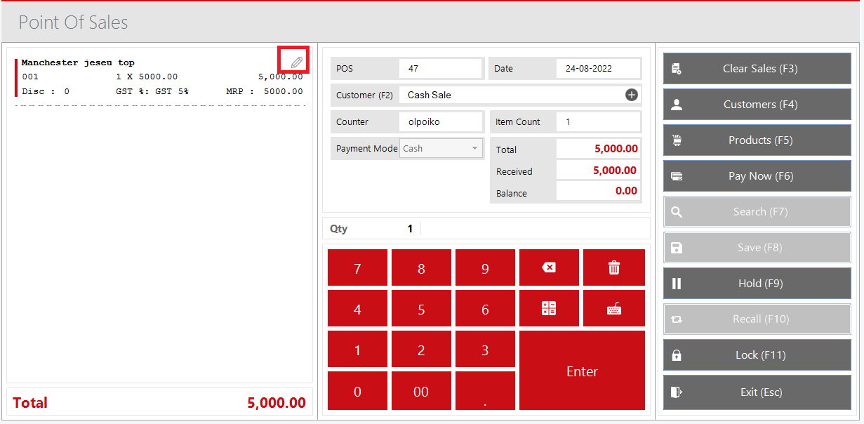 Sales POS Item