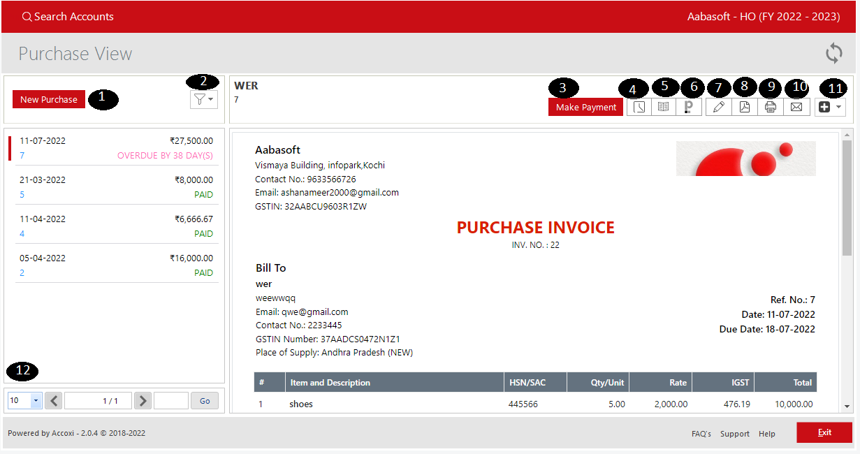 Purchase View