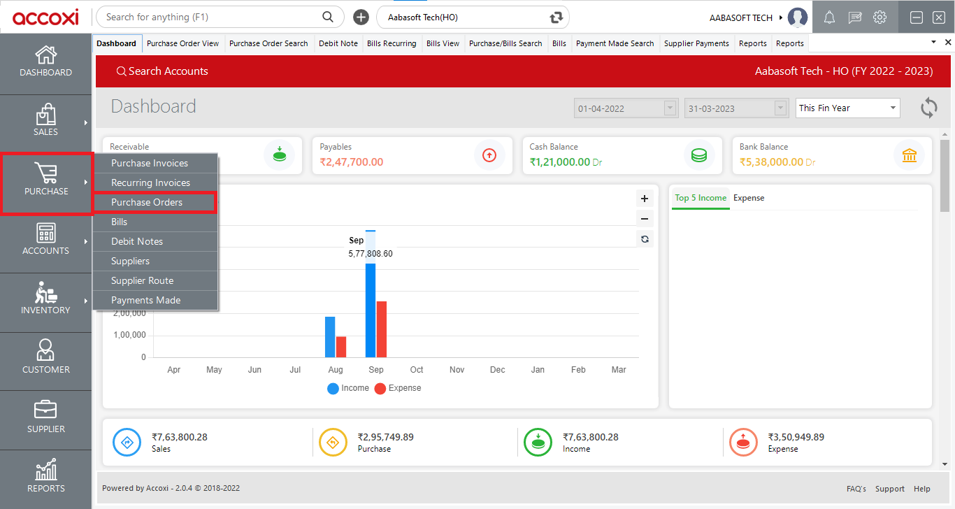 Purchase Order Dashboard
