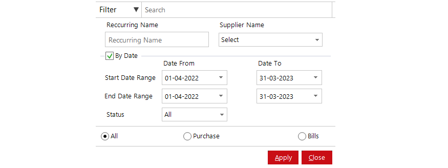 Purchase Recurring Filter