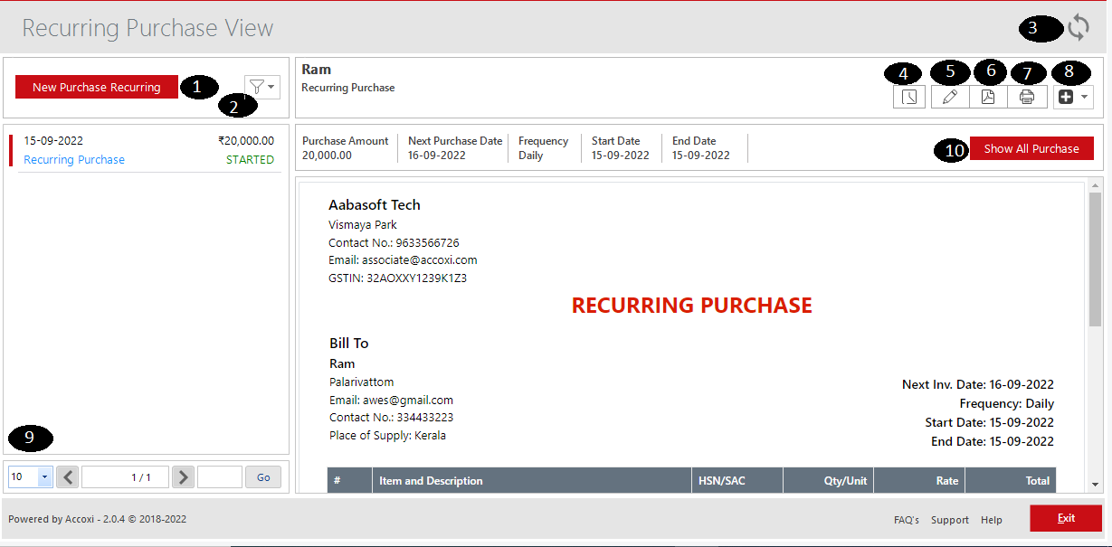 Purchase Recurring View