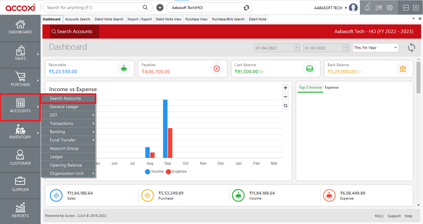 Accounts Search Accounts Dashboard