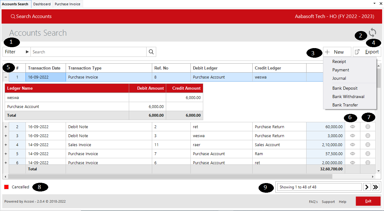 Accounts Search Ac Table