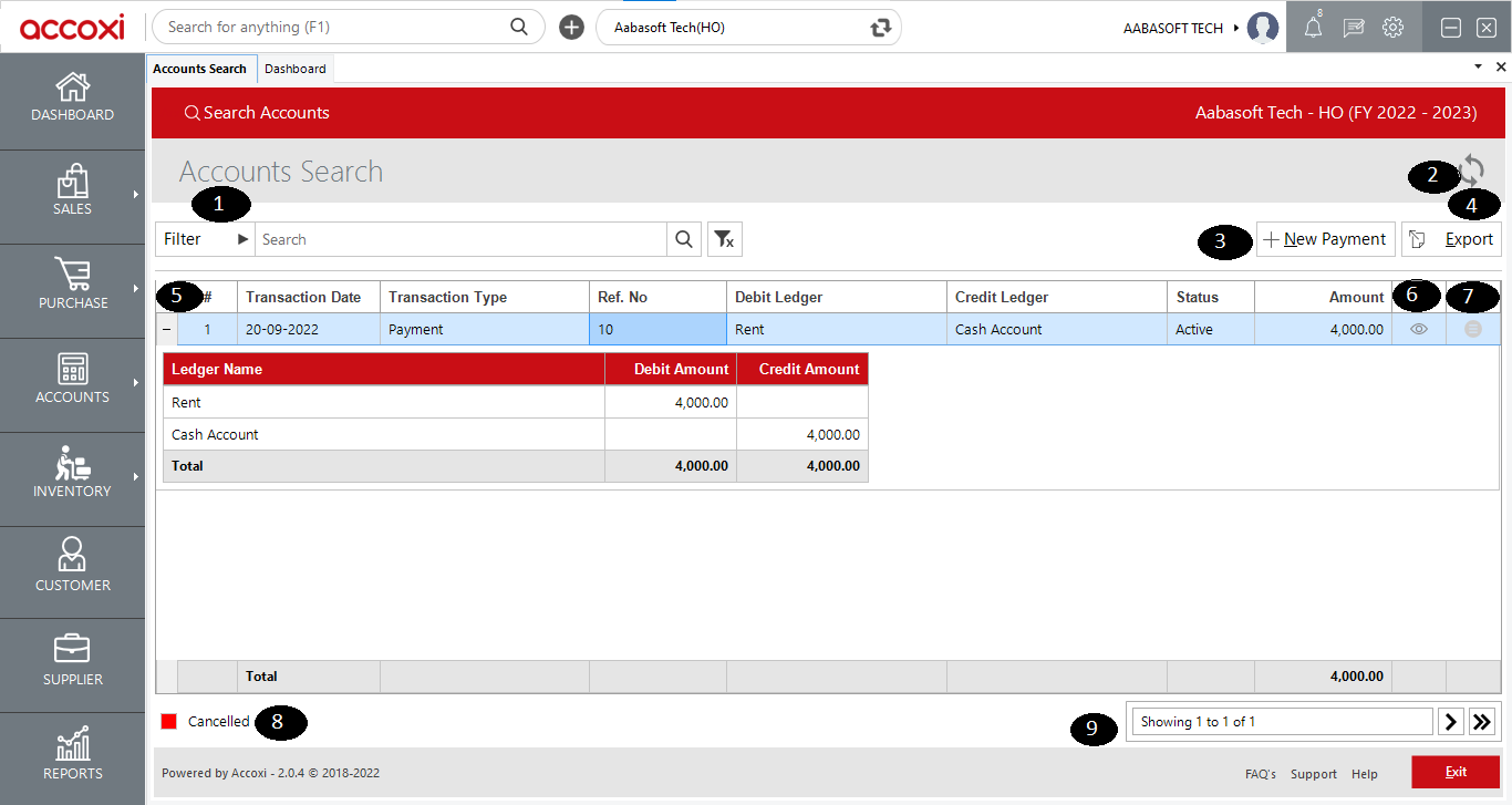 Accounts Payment Search