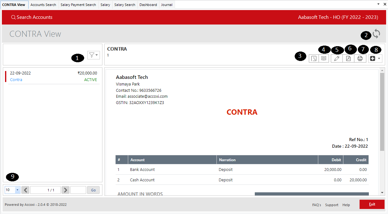 Accounts Bank Deposit View
