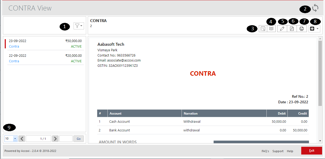 Accounts Withdrawal View
