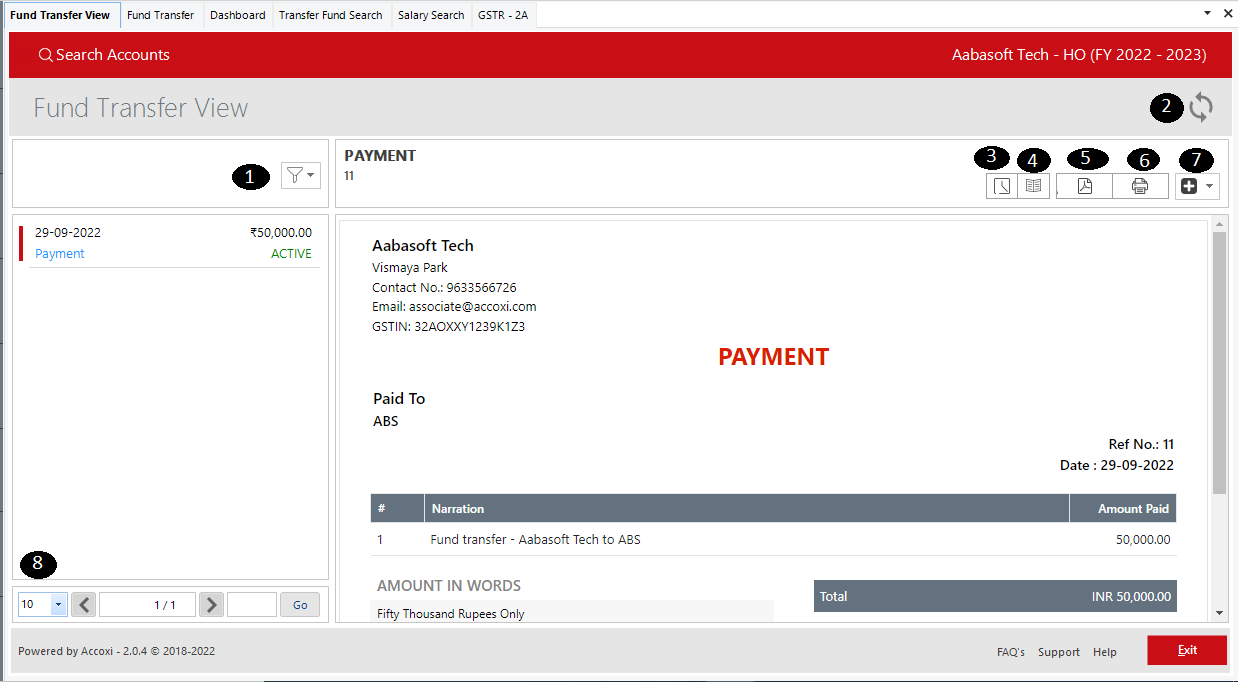 Accounts Fund Transfer Payment