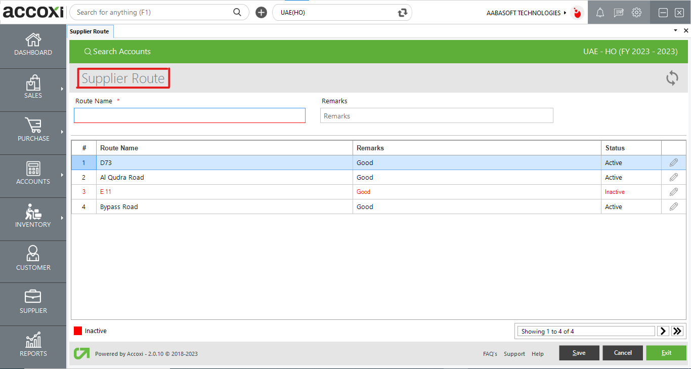 New Supplier Route Creation