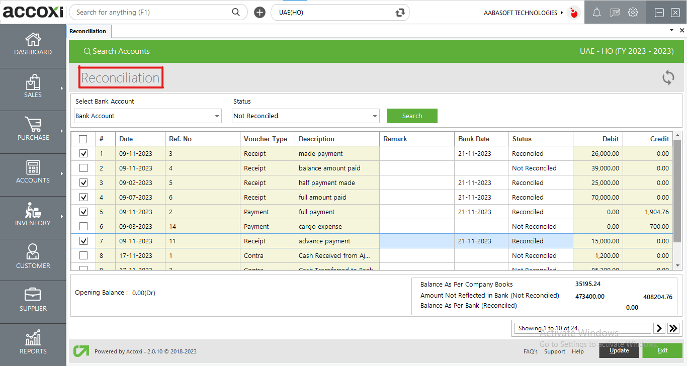 Bank Reconciliation