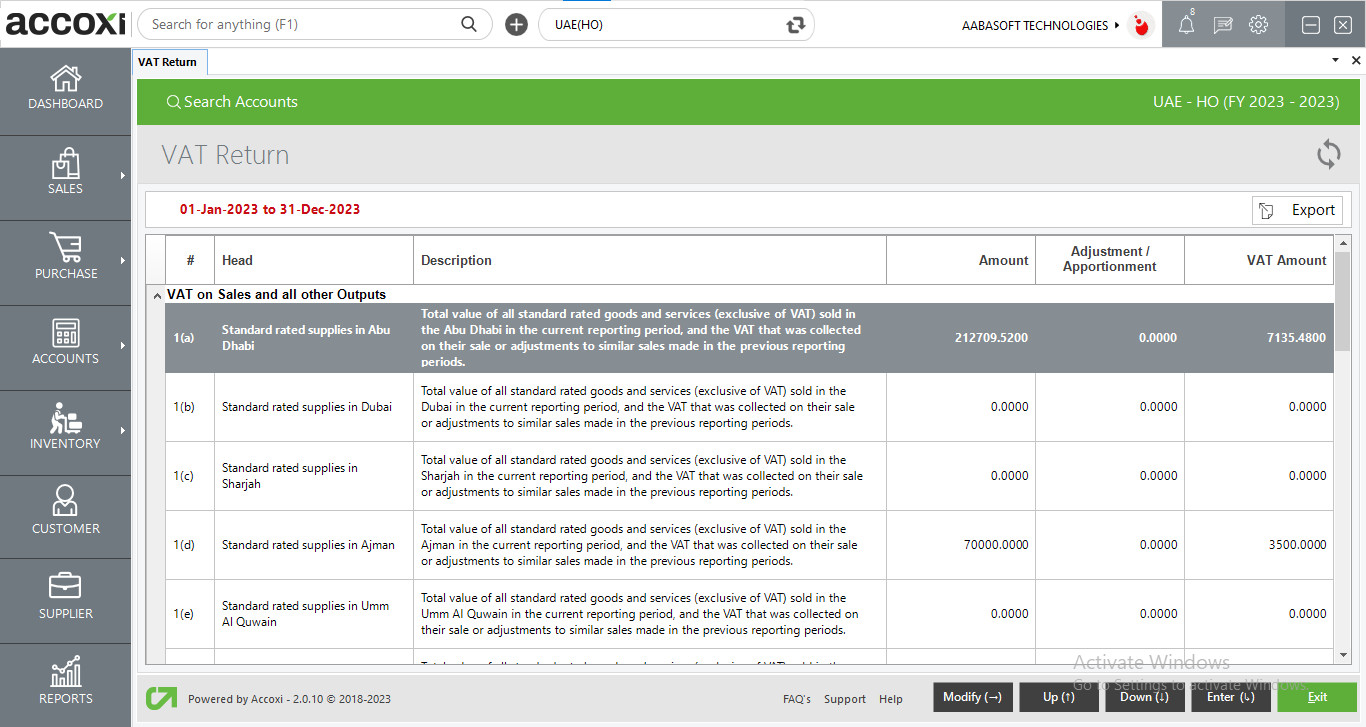 Details Vat Return