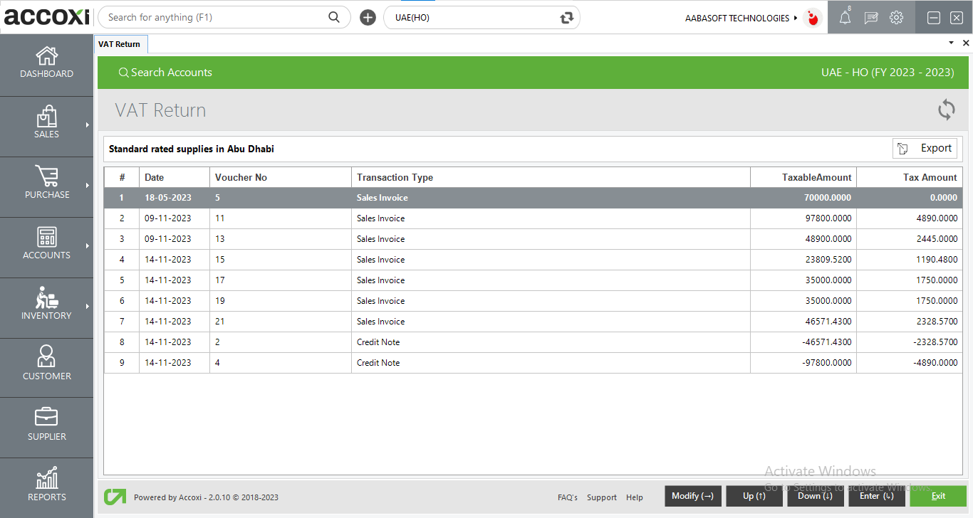 VAT Transaction Wise Details