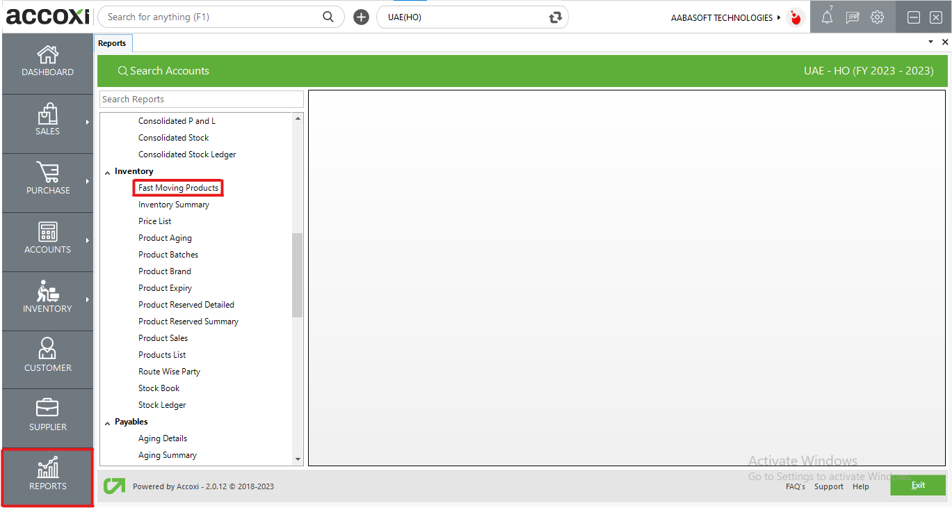 Fast Moving Products Report