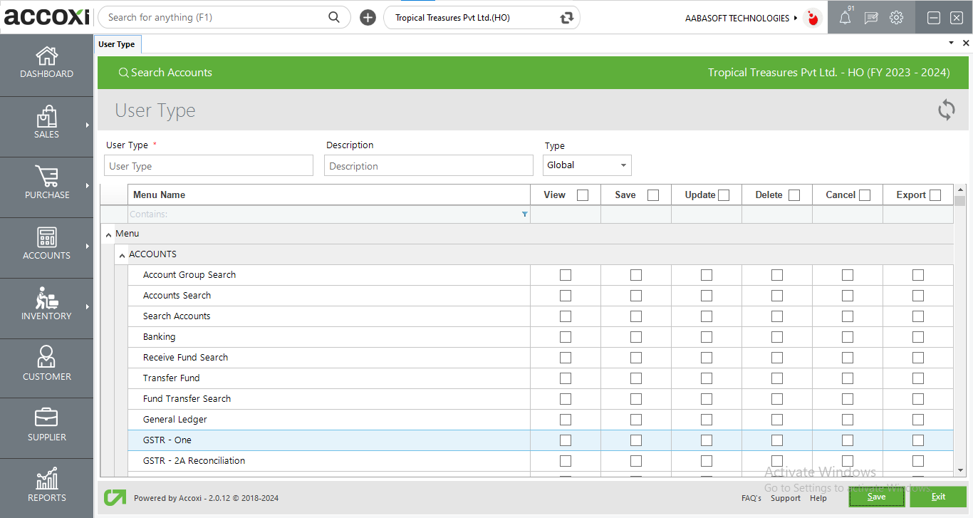 User Types Creation