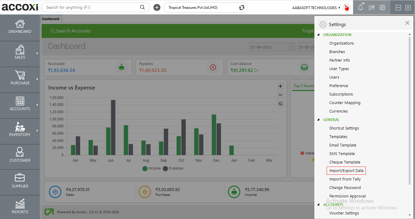 Import Or Export Data