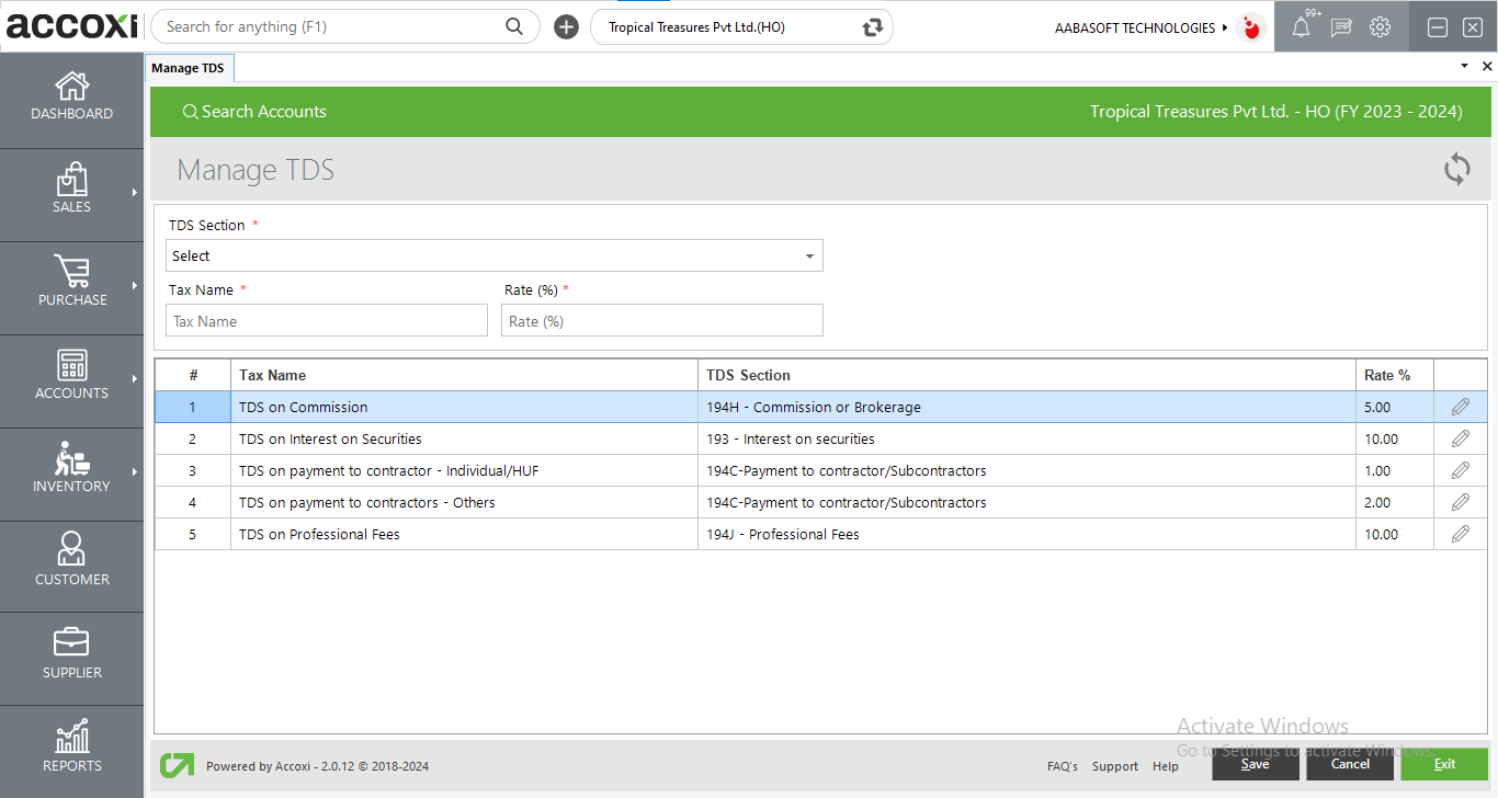 TDS Configuration