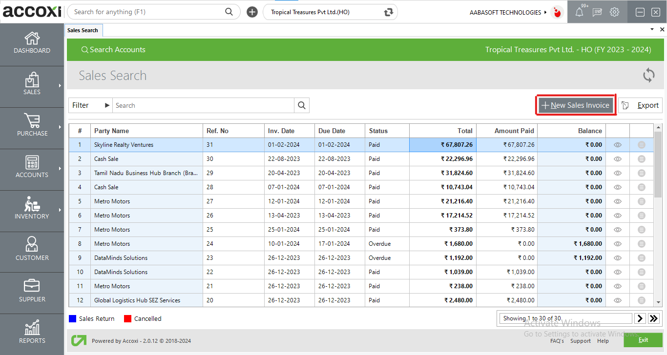 New Sales Invoice