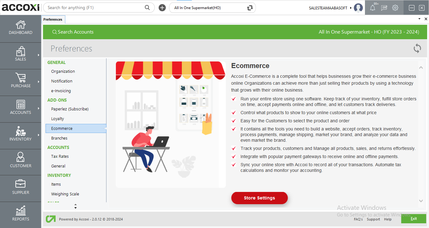 Online Store Settings