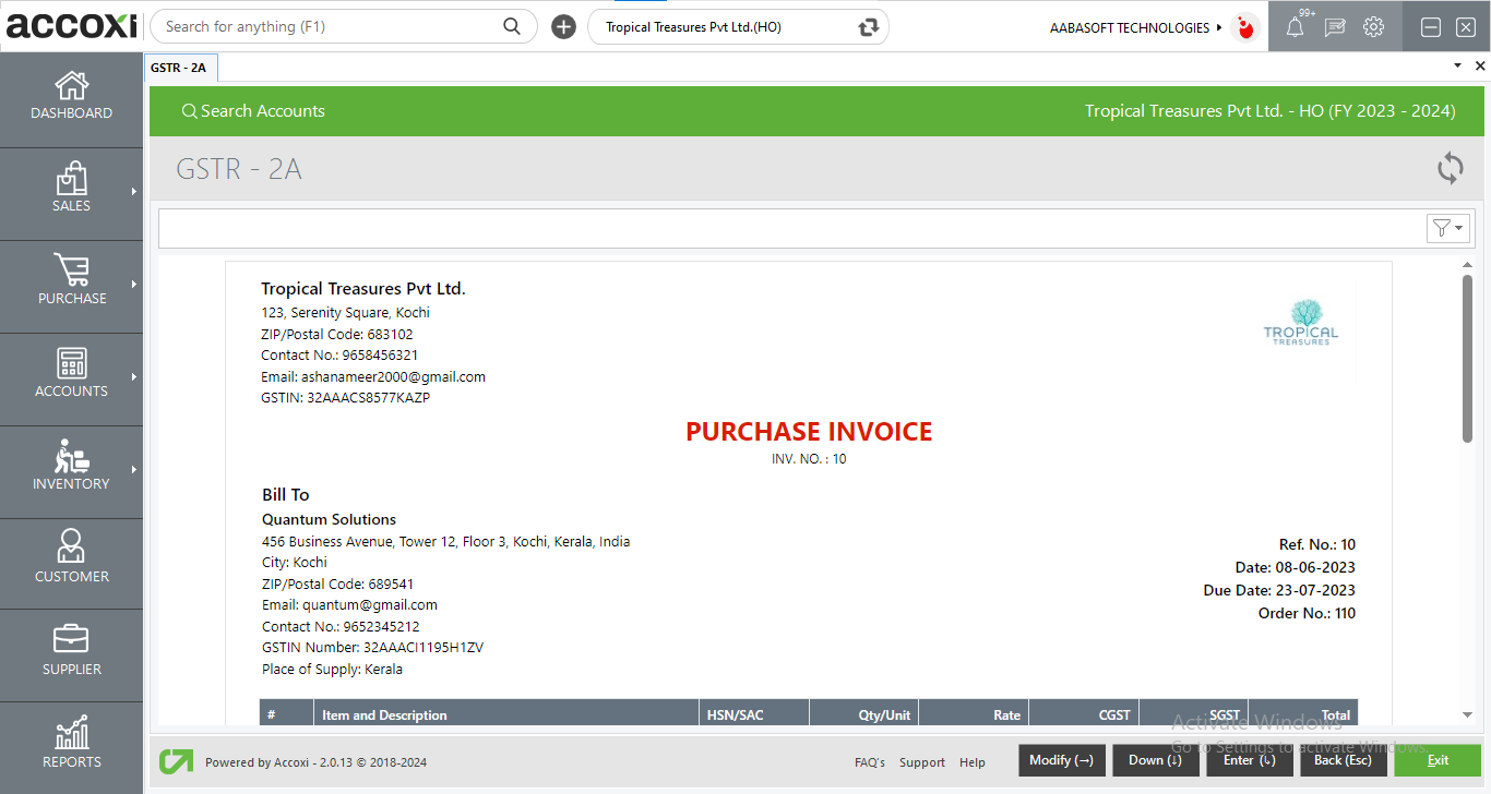 Invoice View