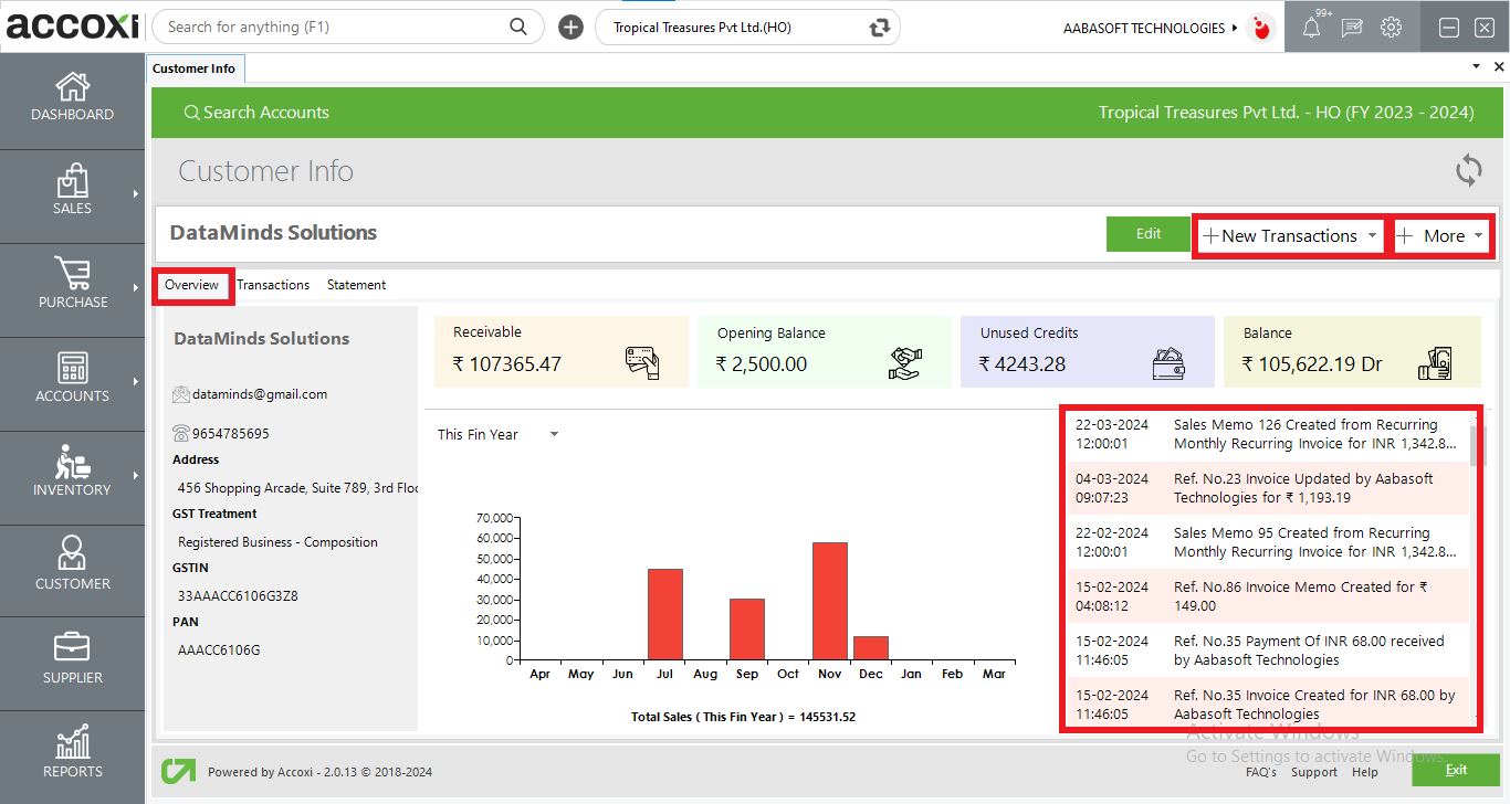 Customer Info Overview