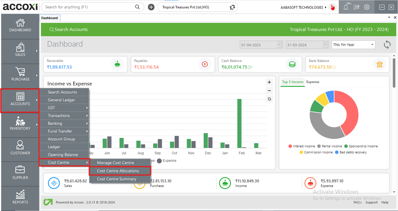 Cost Centre Allocations